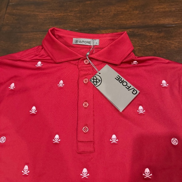 G/Fore Men's Large Embroidered Skull & Tees Tech Jersey Polo MSRP $120 - Picture 3 of 7